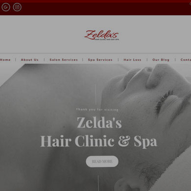 Zelda's Hair Clinic and Spa Website Project